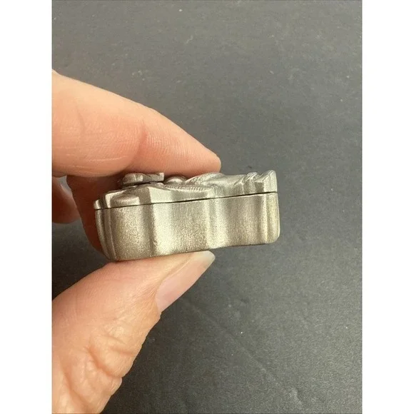 Vintage Brooch Earrings Pewter Pin 1.5" Christmas Santa With Earring Box Ms Dee - Picture 2 of 15